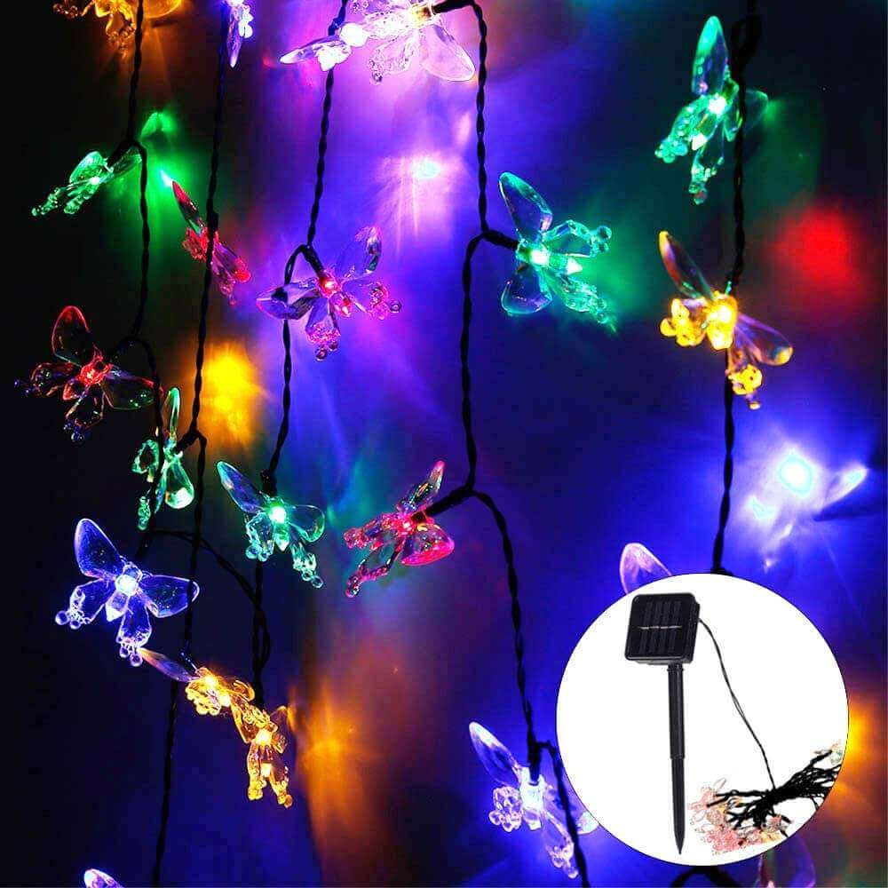 50 LED Butterfly Solar Lights Outdoor String Lights