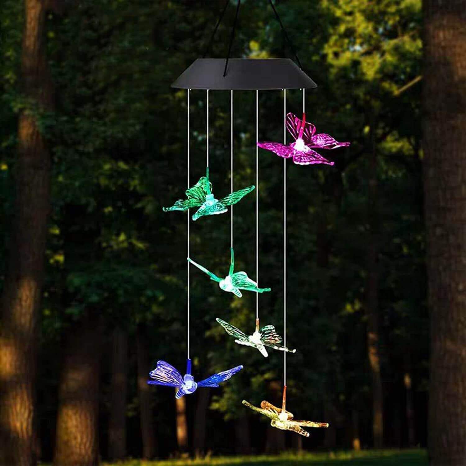 Homestarry Solar Lights Outdoor Solar Wind Chimes LED Butterfly Light